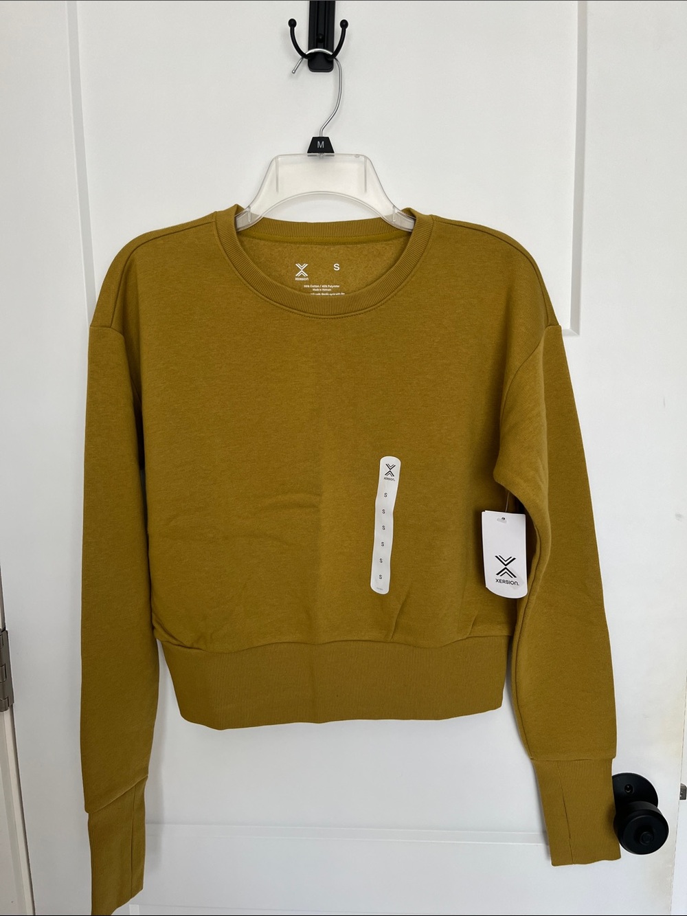 Xersion Olive Crewneck Cropped Sweatshirt